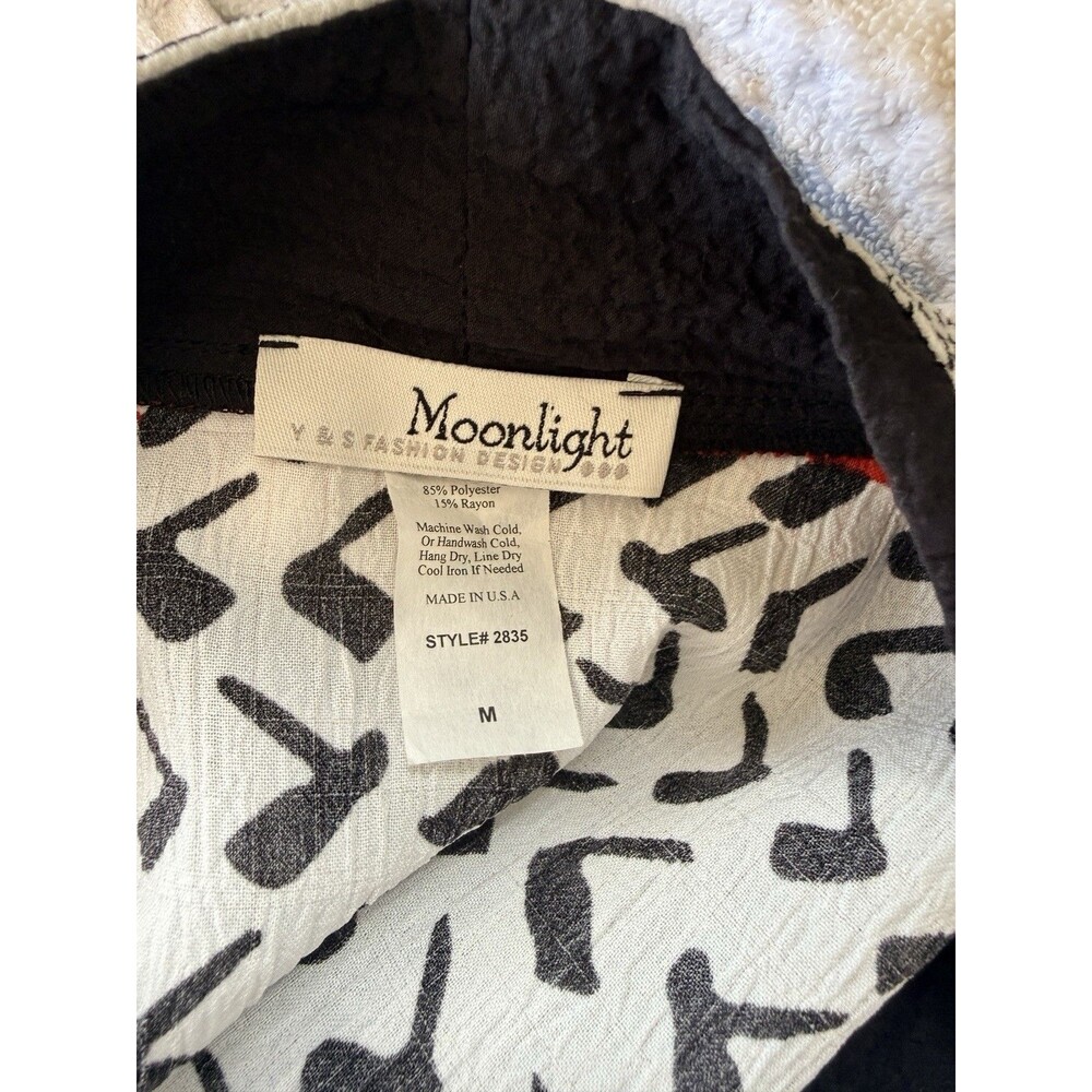 MOONLIGHT Jacket Top Black Geometric Print Asian Art to Wear 3/4 Sleeve Size M - Picture 7 of 7